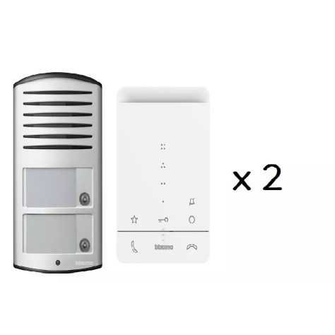 Kit parlophone 2 fils, montage apparent Linea 2000, 2 boutons + 2 postes intérieurs Classe 100A16E