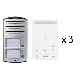 Kit parlophone 2 fils, montage apparent Linea 2000, 3 boutons + 3 postes intérieurs Classe 100A16E