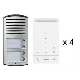 Kit parlophone 2 fils, montage apparent Linea 2000, 4 boutons + 4 postes intérieurs Classe 100A16E