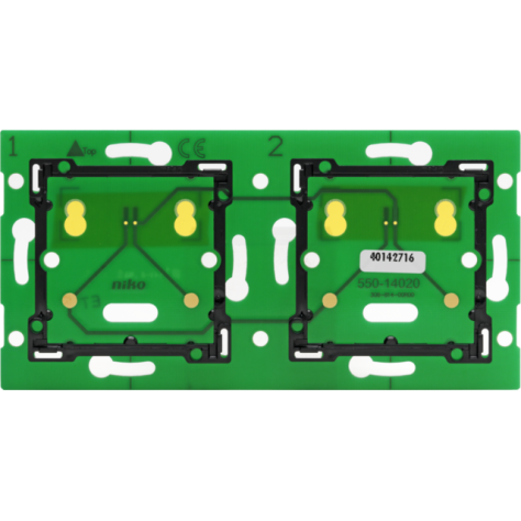 Double horizontal platine murale pour Niko Home Control à utiliser avec une unité de raccordement