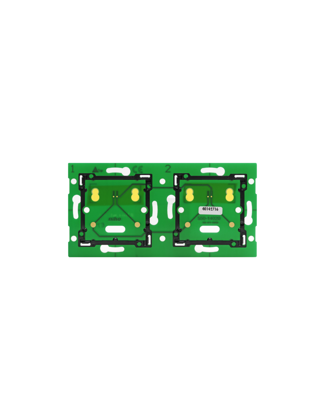 Double horizontal platine murale pour Niko Home Control à utiliser avec une unité de raccordement