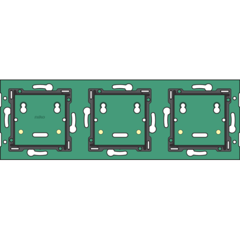 Triple horizontal platine murale pour Niko Home Control à utiliser avec une unité de raccordement