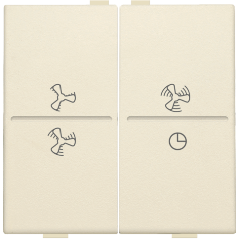 Touche double avec symbole ventilation 0 à 3 pour interrupteur sans fil ou bouton-poussoir à 4 boutons de commande, couleur cream