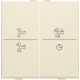 Touche double avec symbole ventilation 0 à 3 pour interrupteur sans fil ou bouton-poussoir à 4 boutons de commande, couleur cream