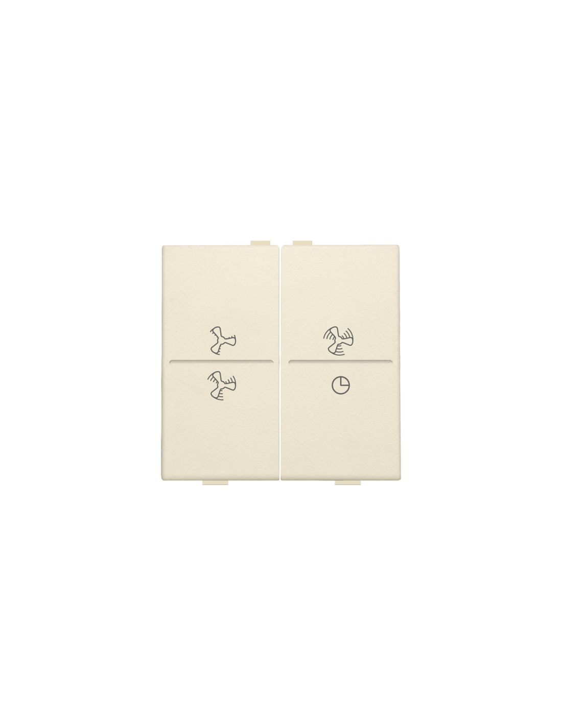 Touche double avec symbole ventilation 0 à 3 pour interrupteur sans fil ou bouton-poussoir à 4 boutons de commande, couleur cream