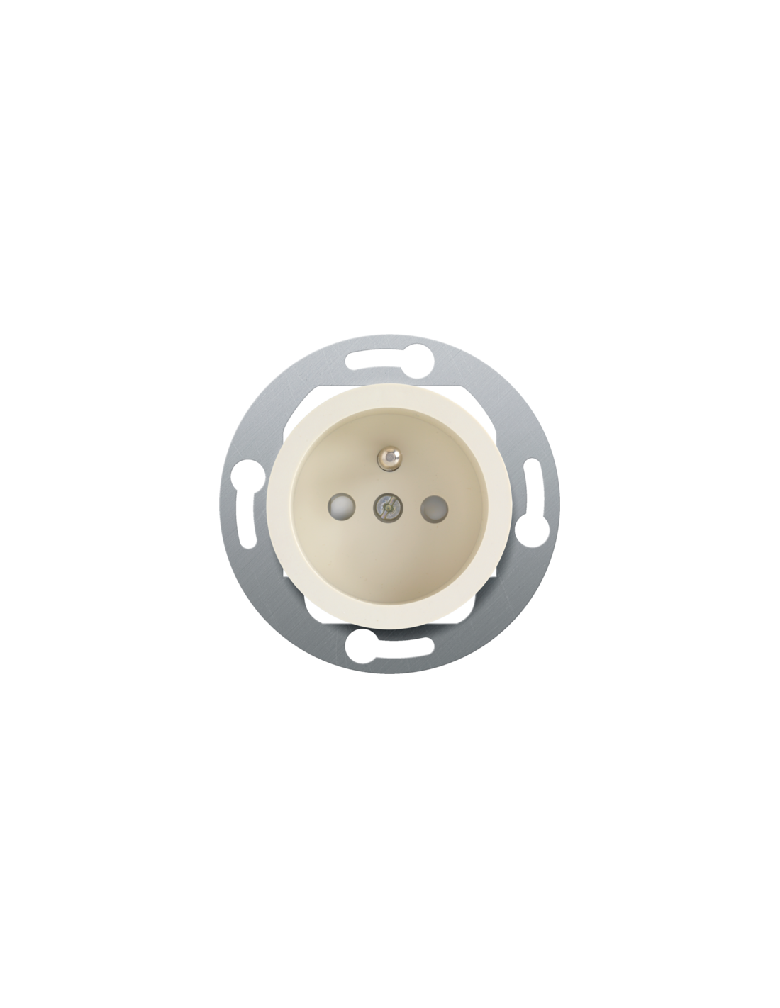 Prise de courant de couleur avec broche de terre et obturateurs de protection pour boîtes de sol, profondeur d’encastrement de 28,5 mm, bornes à vis, couleur cream