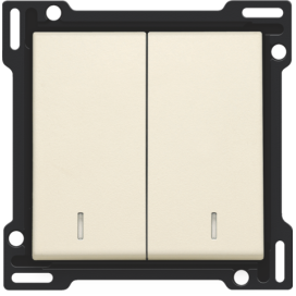 Set de finition avec double voyant pour interrupteur double allumage, interrupteur va-et-vient + bouton-poussoir N.O., interrupteur va-et-vient double ou bouton-poussoir double N.O. ou N.F., couleur cream