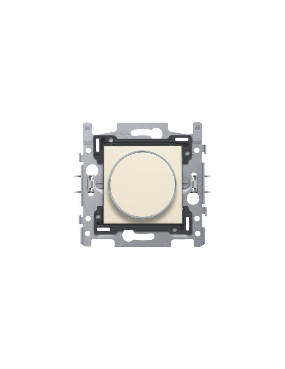 Bouton-poussoir 6 A avec LED ambre, socle, bornes à vis et set de finition avec anneau translucide couleur cream
