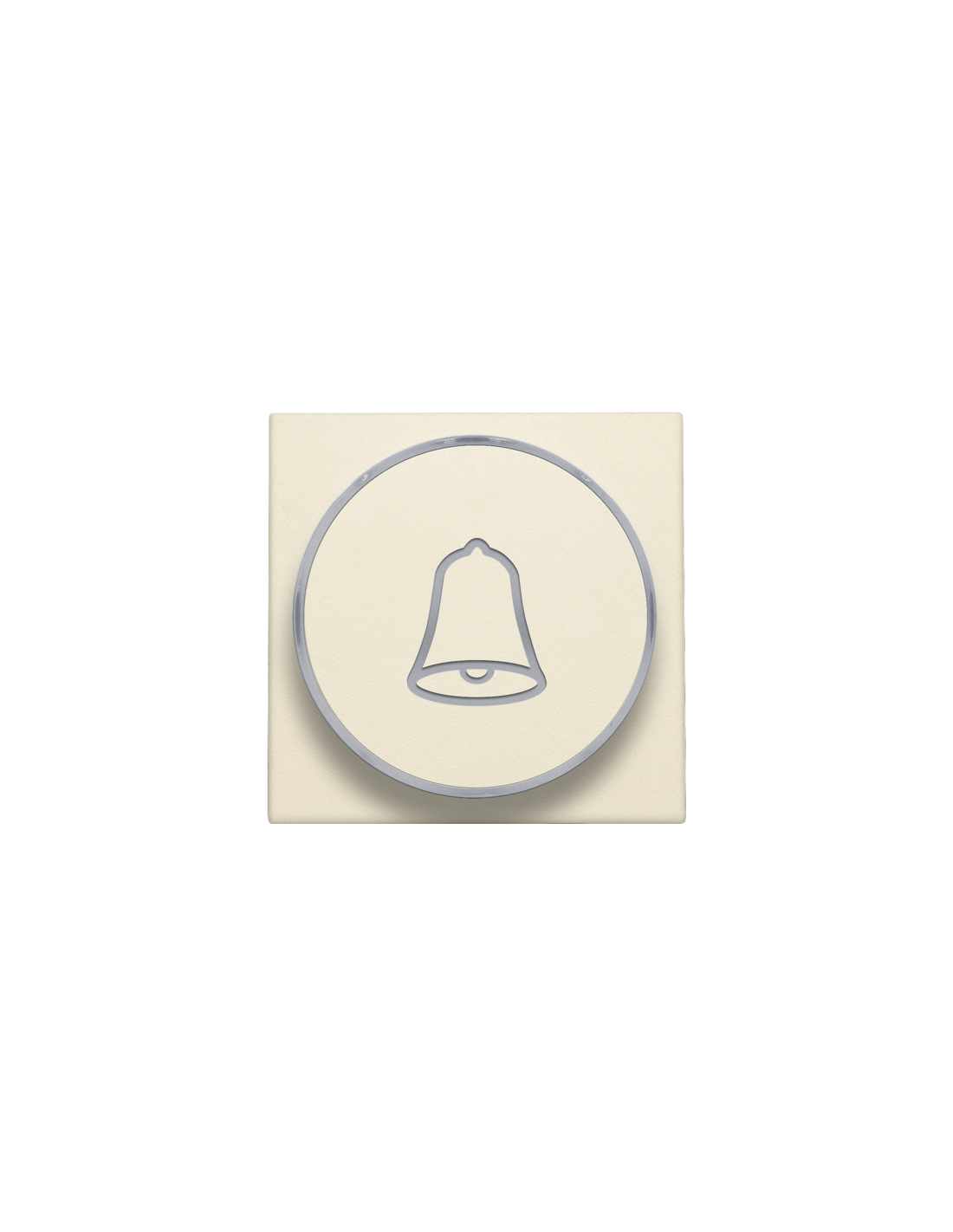 Set de finition avec anneau transparent avec symbole sonnette pour bouton-poussoir 6 A avec LED couleur ambre avec culot E10, couleur cream