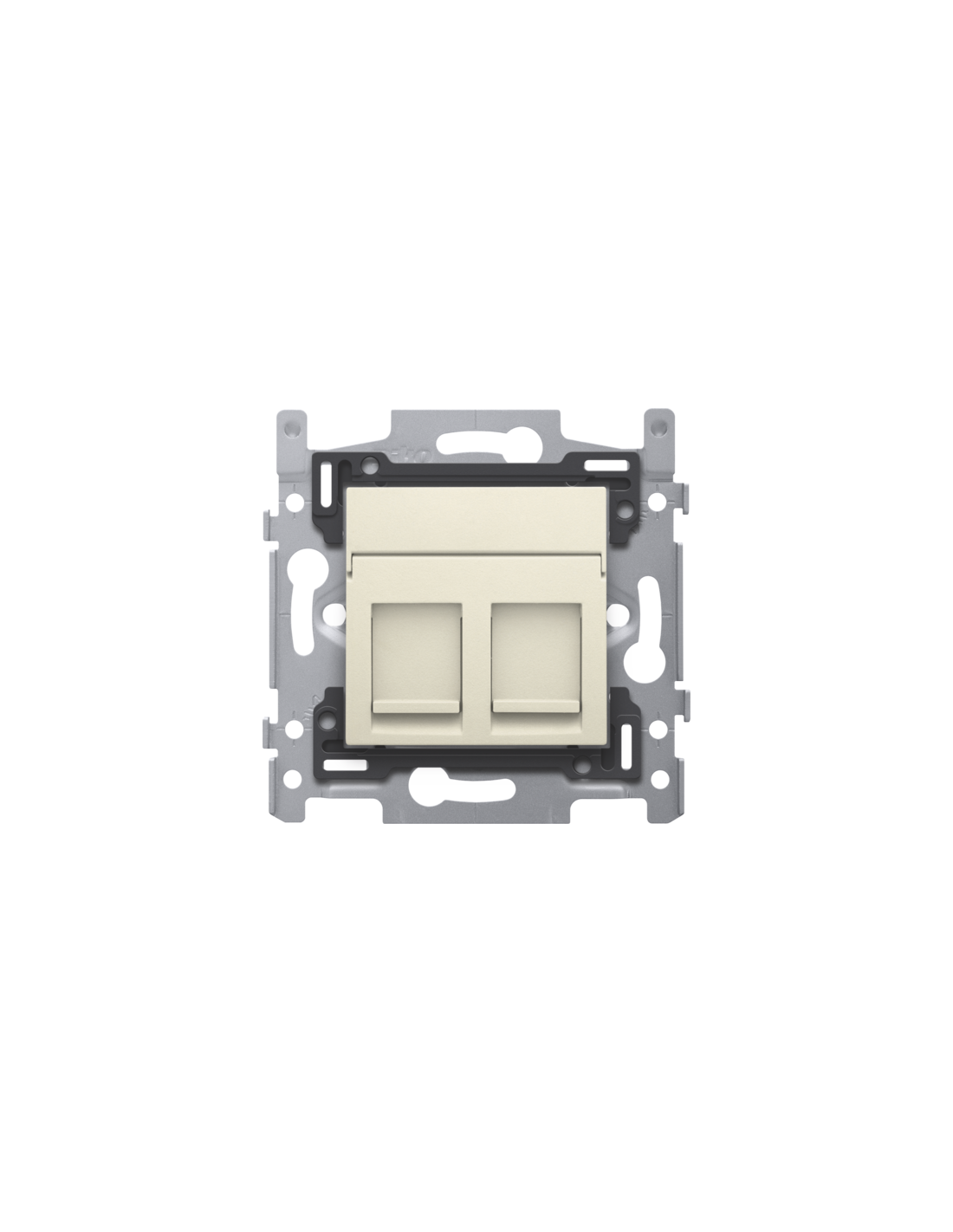 2 connexions RJ45 UTP Cat. 5E, prêt pour l'alimentation PoE++, modèle plat, incl. socle 60 x 71 mm avec fixation par vis et set de finition, couleur cream
