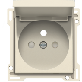 Set de finition pour prise de courant avec clapet, broche de terre et obturateurs de protection, profondeur d’encastrement de 28,5 mm, couleur cream