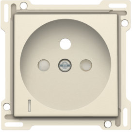 Set de finition avec voyant transparent pour prise de courant avec indication de tension, broche de terre et obturateurs de protection, profondeur d'encastrement de 28,5 mm, couleur cream