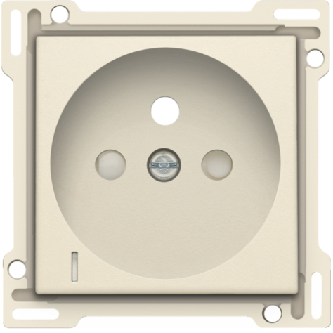 Set de finition avec voyant transparent pour prise de courant avec indication de tension, broche de terre et obturateurs de protection, profondeur d'encastrement de 28,5 mm, couleur cream