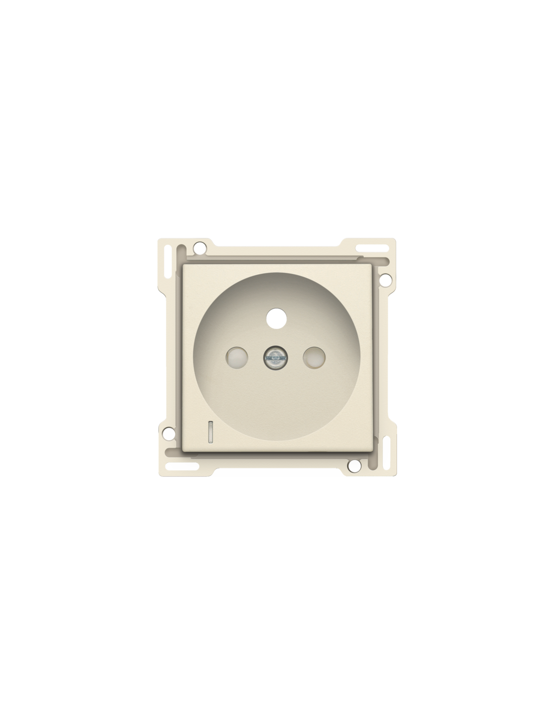 Set de finition avec voyant transparent pour prise de courant avec indication de tension, broche de terre et obturateurs de protection, profondeur d'encastrement de 28,5 mm, couleur cream