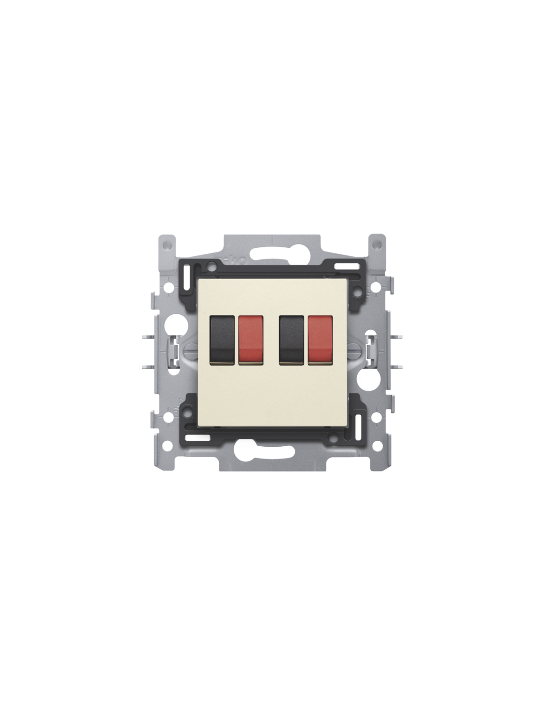 Prise double pour haut-parleur, socle et set de finition, couleur cream