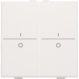 Touche double avec marquage I et 0 pour interrupteur sans fil ou bouton-poussoir à 4 boutons de commande, couleur white