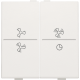 Touche double avec symbole ventilation 0 à 3 pour interrupteur sans fil ou bouton-poussoir à 4 boutons de commande, couleur white