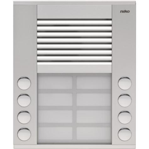 Poste extérieur pour montage en saillie 20 mm avec 8 sonnettes, en deux rangées