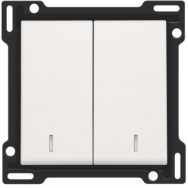 Set de finition avec double voyant pour interrupteur double allumage, interrupteur va-et-vient + bouton-poussoir N.O., interrupteur va-et-vient double ou bouton-poussoir double N.O. ou N.F., couleur white
