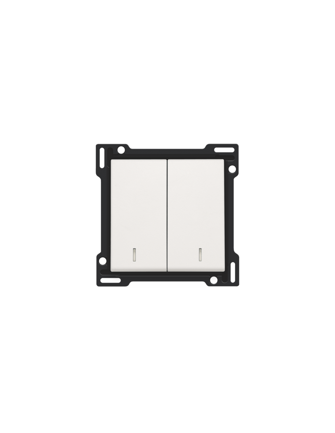 Set de finition avec double voyant pour interrupteur double allumage, interrupteur va-et-vient + bouton-poussoir N.O., interrupteur va-et-vient double ou bouton-poussoir double N.O. ou N.F., couleur white