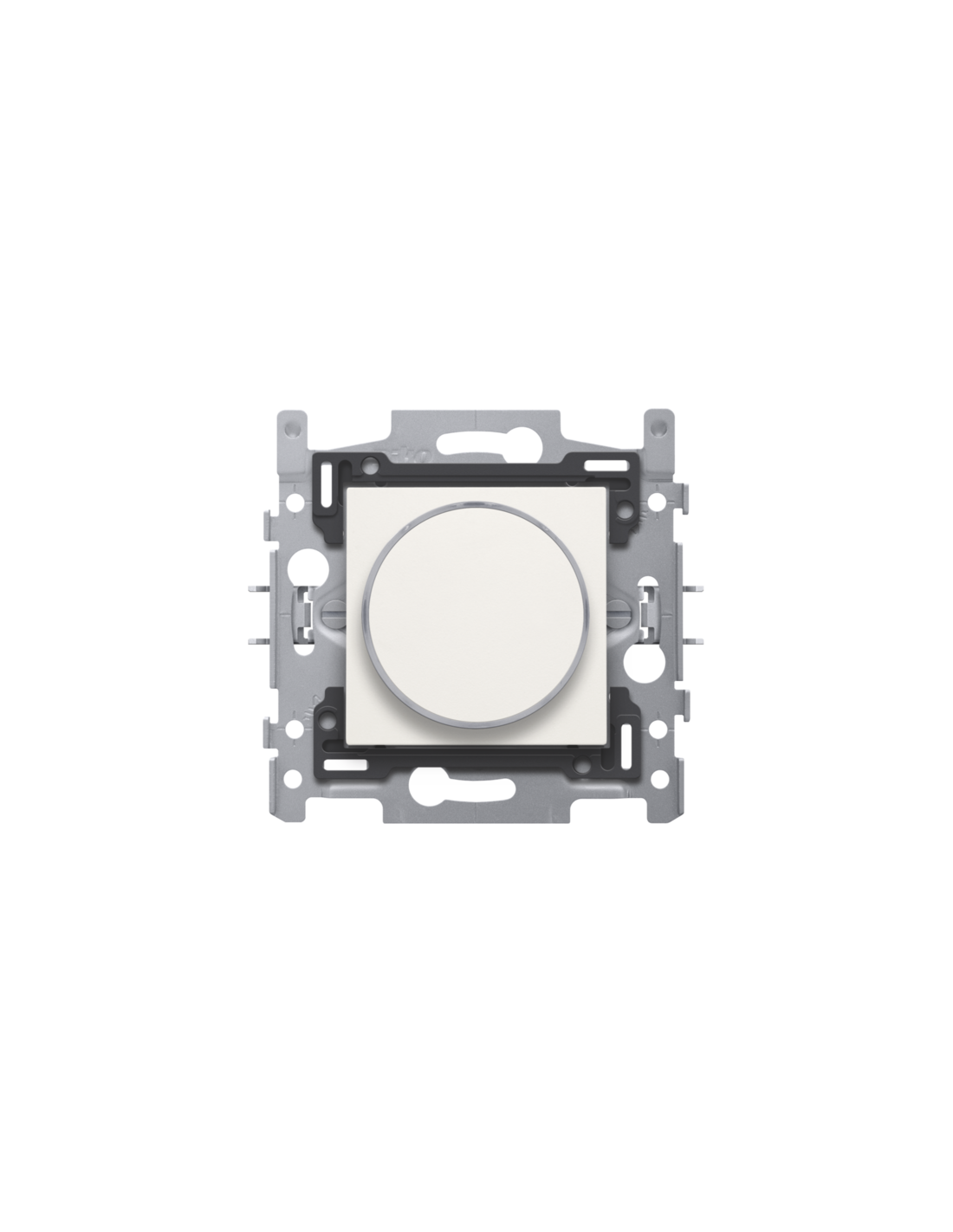 Bouton-poussoir 6 A avec LED ambre, socle, bornes à vis et set de finition avec anneau translucide couleur white