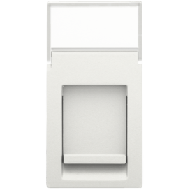 Module de connexion 22,5 x 45 pour l’insertion d’un connecteur RJ dans une prise de courant murale ou une goulotte d’installation. Couleur: blanc.