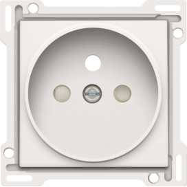 Set de finition pour prise de courant avec broche de terre et obturateurs de protection, profondeur d’encastrement de 21 mm, couleur white