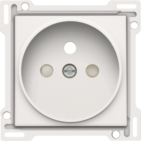 Set de finition pour prise de courant avec broche de terre et obturateurs de protection, profondeur d’encastrement de 21 mm, couleur white