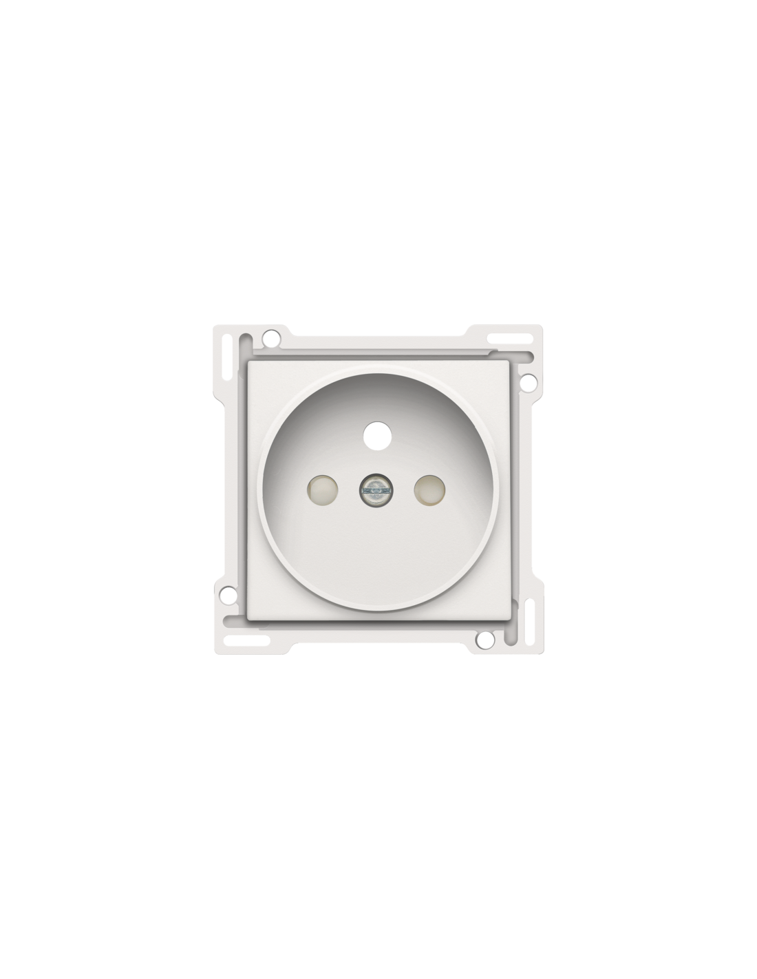 Set de finition pour prise de courant avec broche de terre et obturateurs de protection, profondeur d’encastrement de 21 mm, couleur white