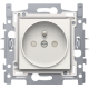 Prise de courant avec broche de terre et obturateurs de protection, profondeur d’encastrement de 21 mm, socle avec bornes à connexion rapide et set de finition, couleur white