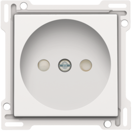 Set de finition pour prise de courant sans terre, avec obturateurs de protection, profondeur d’encastrement de 21 mm, couleur white