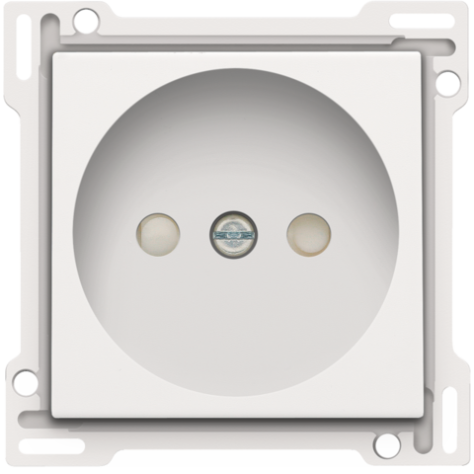 Set de finition pour prise de courant sans terre, avec obturateurs de protection, profondeur d’encastrement de 21 mm, couleur white
