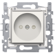 Prise de courant sans terre, avec obturateurs de protection, profondeur d’encastrement de 21 mm, socle avec bornes à connexion rapide et set de finition, couleur white