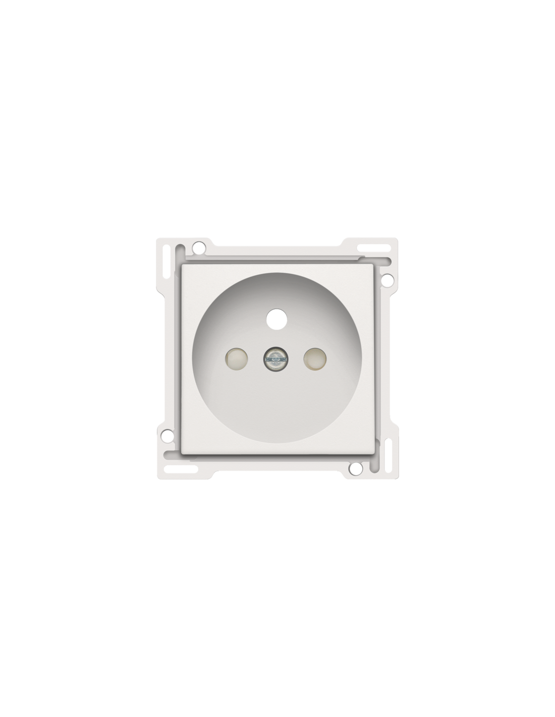 Set de finition pour prise de courant avec broche de terre et obturateurs de protection, profondeur d’encastrement de 28,5 mm, couleur white