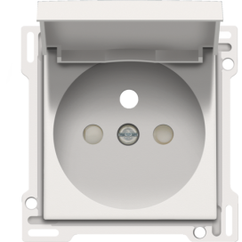 Set de finition pour prise de courant avec clapet, broche de terre et obturateurs de protection, profondeur d’encastrement de 28,5 mm, couleur white