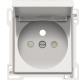 Set de finition pour prise de courant avec clapet, broche de terre et obturateurs de protection, profondeur d’encastrement de 28,5 mm, couleur white