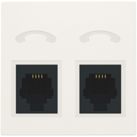 Set de finition pour prise téléphonique avec 2 connecteurs RJ11 en parallèle, pour encastrement dans des goulottes d'installation ou un appareillage étanche