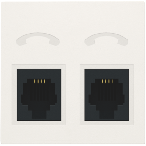 Set de finition pour prise téléphonique avec 2 connecteurs RJ11 en parallèle, pour encastrement dans des goulottes d'installation ou un appareillage étanche