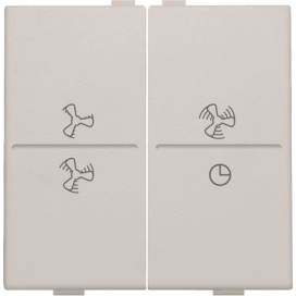Touche double avec symbole ventilation 0 à 3 pour interrupteur sans fil ou bouton-poussoir à 4 boutons de commande, couleur light grey