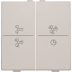 Touche double avec symbole ventilation 0 à 3 pour interrupteur sans fil ou bouton-poussoir à 4 boutons de commande, couleur light grey