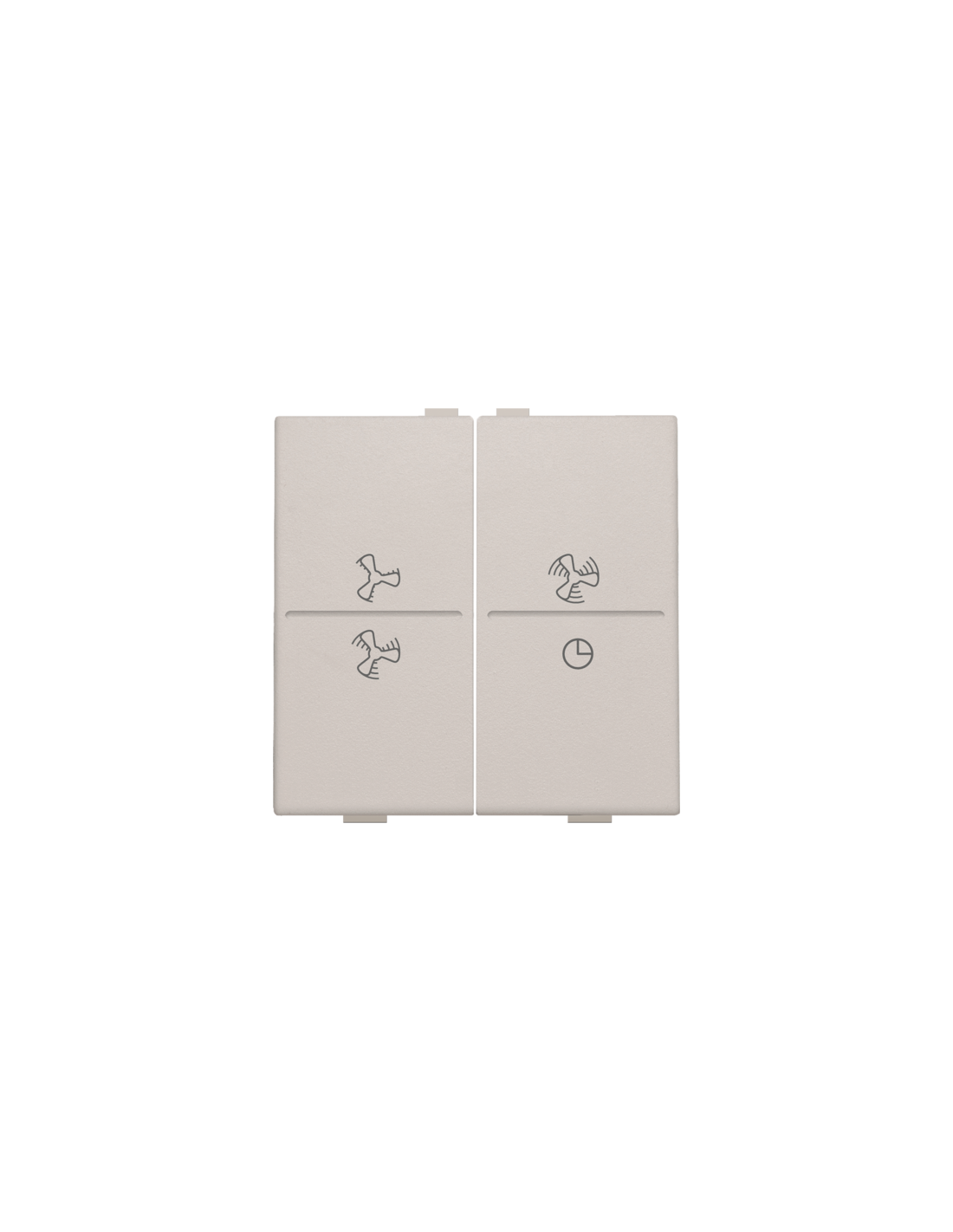 Touche double avec symbole ventilation 0 à 3 pour interrupteur sans fil ou bouton-poussoir à 4 boutons de commande, couleur light grey