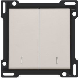 Set de finition avec double voyant pour interrupteur double allumage, interrupteur va-et-vient + bouton-poussoir N.O., interrupteur va-et-vient double ou bouton-poussoir double N.O. ou N.F., couleur light grey
