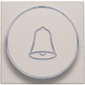 Set de finition avec anneau transparent avec symbole sonnette pour bouton-poussoir 6 A avec LED couleur ambre avec culot E10, couleur light grey