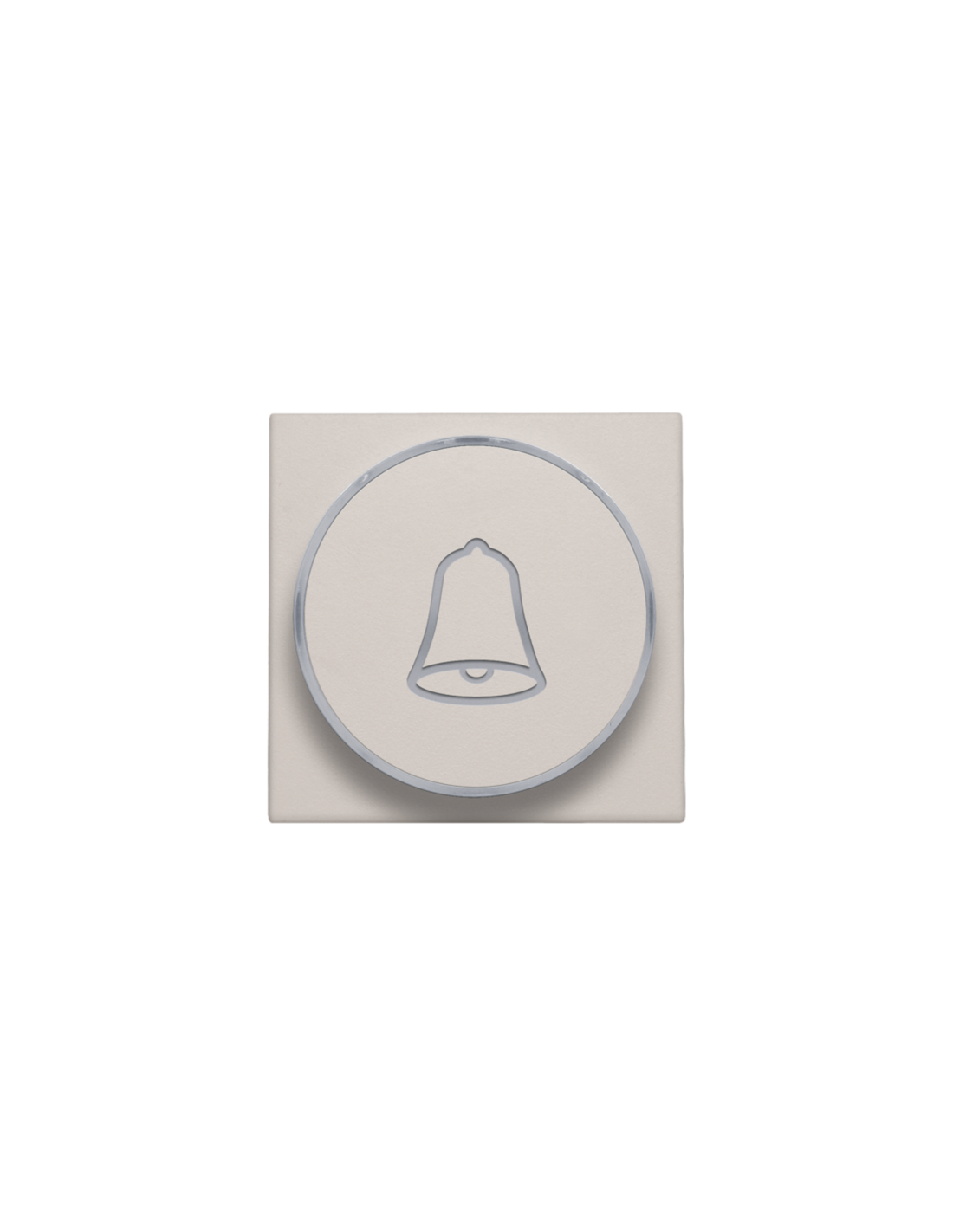 Set de finition avec anneau transparent avec symbole sonnette pour bouton-poussoir 6 A avec LED couleur ambre avec culot E10, couleur light grey