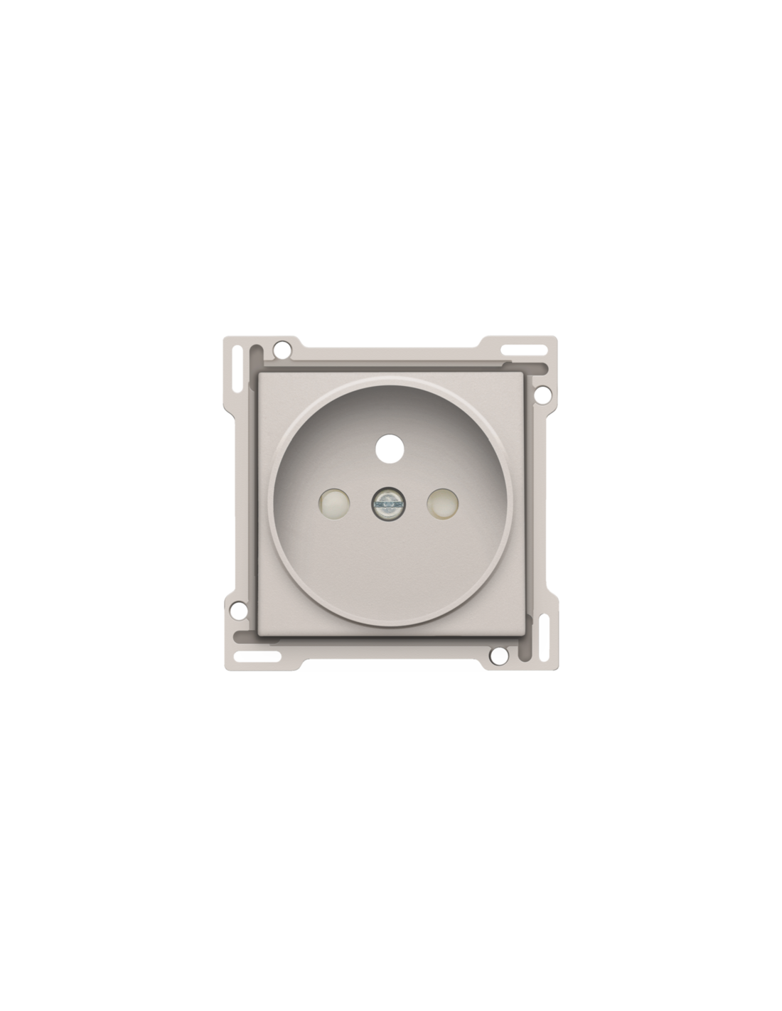 Set de finition pour prise de courant avec broche de terre et obturateurs de protection, profondeur d’encastrement de 21 mm, couleur light grey