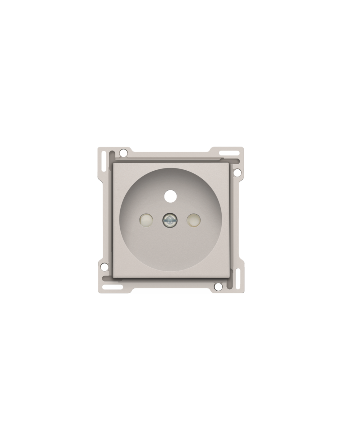 Set de finition pour prise de courant avec broche de terre et obturateurs de protection, profondeur d’encastrement de 28,5 mm, couleur light grey