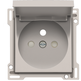 Set de finition pour prise de courant avec clapet, broche de terre et obturateurs de protection, profondeur d’encastrement de 28,5 mm, couleur light grey