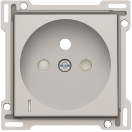 Set de finition avec voyant transparent pour prise de courant avec indication de tension, broche de terre et obturateurs de protection, profondeur d'encastrement de 28,5 mm, couleur light grey