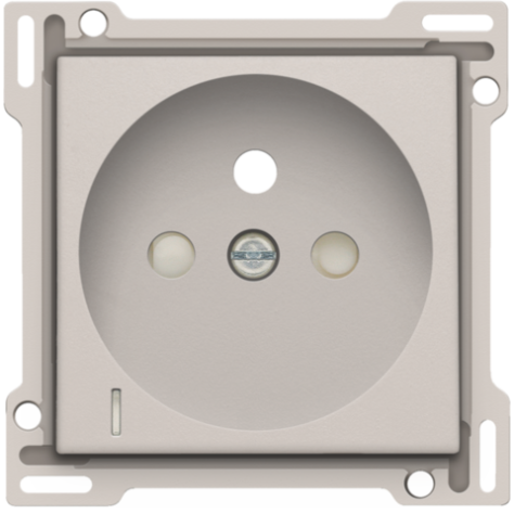 Set de finition avec voyant transparent pour prise de courant avec indication de tension, broche de terre et obturateurs de protection, profondeur d'encastrement de 28,5 mm, couleur light grey