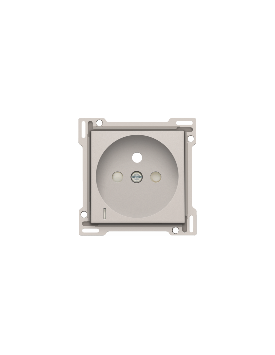 Set de finition avec voyant transparent pour prise de courant avec indication de tension, broche de terre et obturateurs de protection, profondeur d'encastrement de 28,5 mm, couleur light grey
